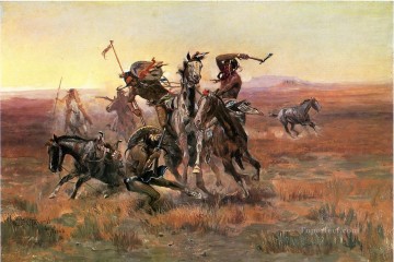 ブラックフットとスー族がカウボーイのチャールズ・マリオン・ラッセルと出会うとき インディアナ州 Oil Paintings